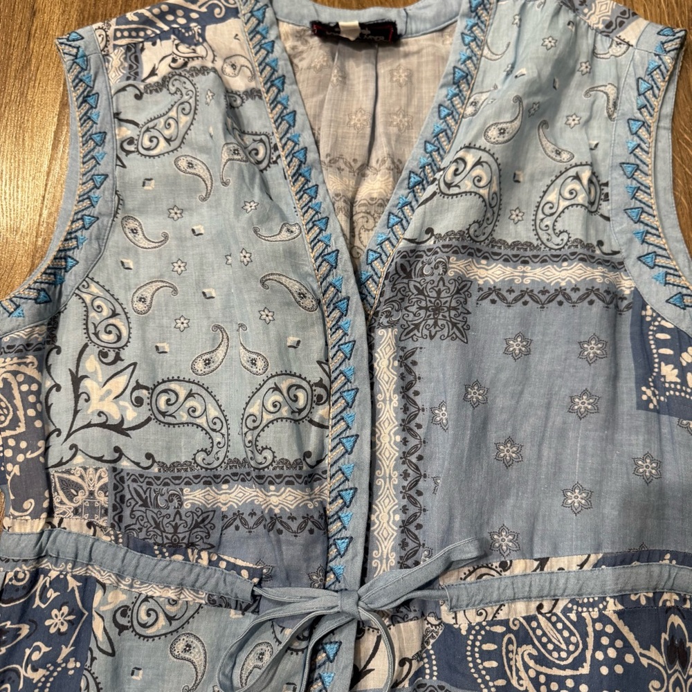 Johnny Was Workshop Blue High Low Dress Bandana Asymmetrical size medium - Picture 8 of 14